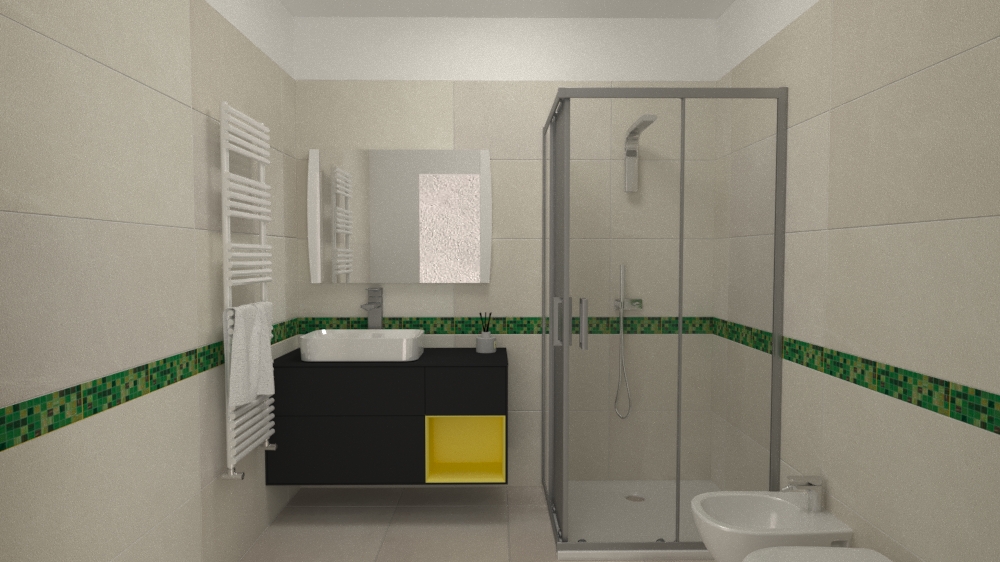 Bagno cieco bianco e fascia verde