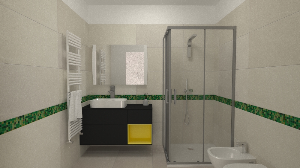 Bagno cieco bianco e fascia verde