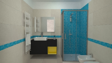 Bagno cieco bianco e azzurro