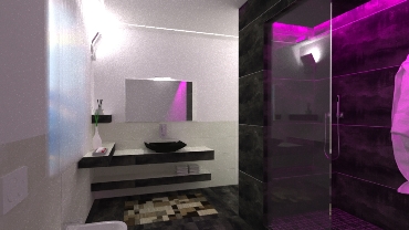 Bagno doccia con seduta in muratura nero e bianco
