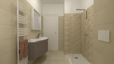 Bagno semplice beige con decoro