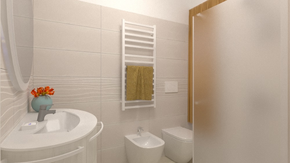 Bagno piccolo bianco fascia effetto onde