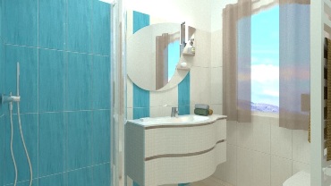 Bagno piccolo bianco e azzurro